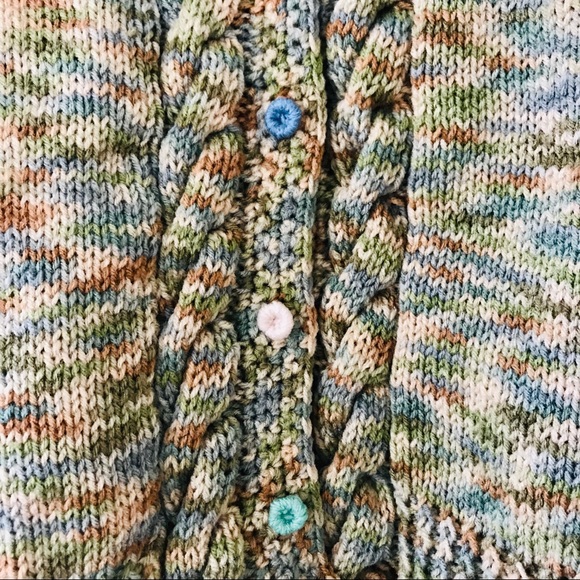 Hand Knit Cardigan w Cable Stitch Detail - Picture 2 of 7